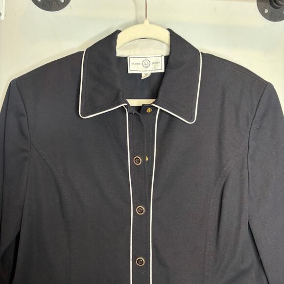 St. John Sport Vintage Snap Front Shirt Jacket Black - Picture 3 of 9